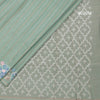 Raw Silk Sage Green Zari Stripes Saree With Thread Border