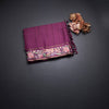 Raw Silk Magenta Purple Zari Stripes Saree And Thread Border