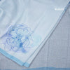 Semi Linen Pastel Blue Floral Printed Saree And Ribbon Border