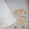 Semi Linen Light Pista Green Floral Printed Saree And Ribbon Border
