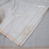 Semi Linen Light Pista Green Floral Printed Saree And Ribbon Border