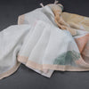 Semi Linen Light Pista Green Floral Printed Saree And Ribbon Border