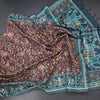 Raw Silk Dark Brown Kalamkari Printed Saree