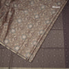 Semi Raw Silk Olive Green Printed Saree 02