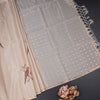 Raw Silk Cream Parrot Printed Saree And Ribbon Border