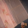 Raw Silk Peach Floral Printed Saree