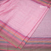 Linen Light Pink Stripes Saree And Multi Colour Border