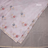 Linen Lavender Floral Thread Work Saree