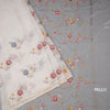 Linen Cream Floral Thread Work Saree 03