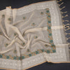Linen Cream Floral Thread Work Saree 02
