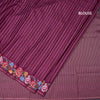 Raw Silk Magenta Purple Zari Stripes Saree And Thread Border 02