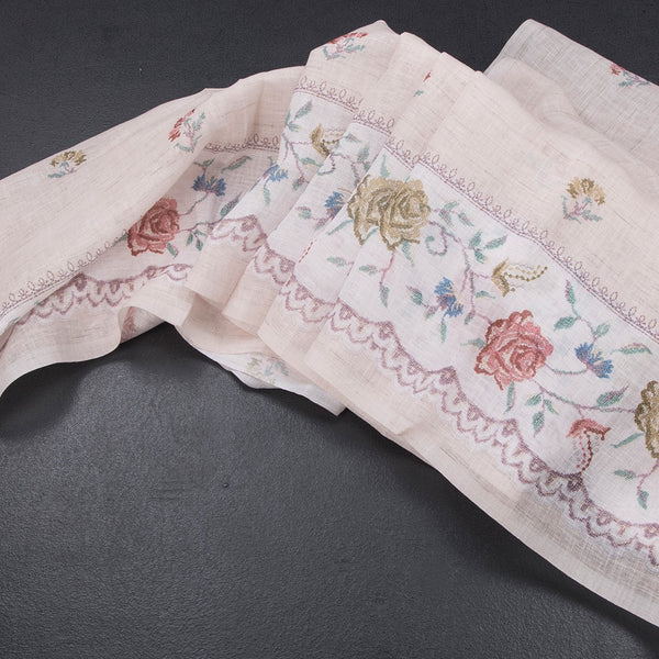 Linen Cream Floral Printed Saree