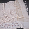Linen Cream Floral Printed Saree 02