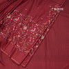 Raw Silk Maroon Floral Thread Work Saree