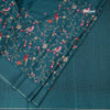 Raw Silk Peacock Green Floral Thread Work Saree
