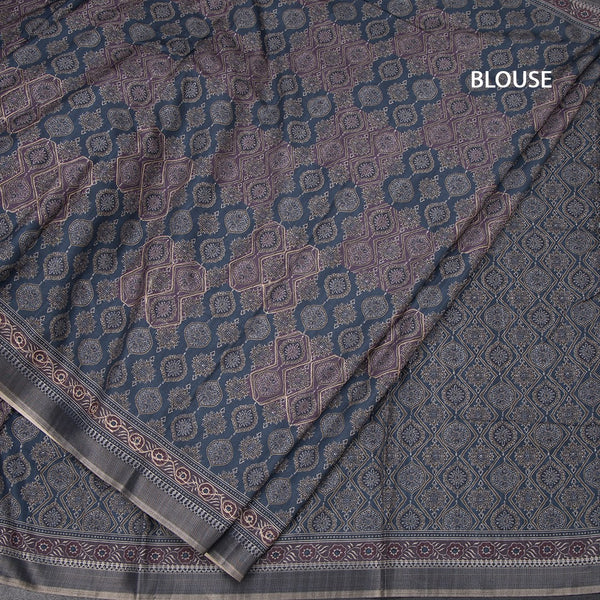 Raw Silk Grey Printed Saree