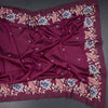 Raw Silk Wine Colour Saree With Thread Buttas And Cut Work Border