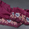 Raw Silk Wine Colour Saree With Thread Buttas And Cut Work Border