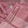 Semi Raw Silk Onion Pink Elephant Printed Saree And Stripes Border