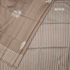 Semi Raw Silk Golden Brown Elephant Printed Saree And Stripes Border