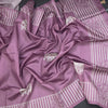Semi Raw Silk Dark Onion Pink Elephant Printed Saree And Stripes Border