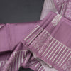 Semi Raw Silk Dark Onion Pink Elephant Printed Saree And Stripes Border