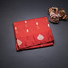 Kota Red Saree With Zari Buttas And Zari Border