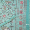 Semi Raw Silk Mint Green Printed Saree With Floral Creeper Design 02