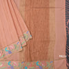 Raw Silk Peach Zari Stripes Saree And Thread Border