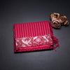 Raw Silk Red Zari Stripes Saree And Thread Border