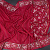 Raw Silk Red Zari Stripes Saree And Thread Border