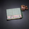 Raw Silk Pista Green Zari Stripes Saree And Thread Border