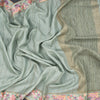 Raw Silk Pista Green Zari Stripes Saree And Thread Border