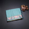 Raw Silk Powder Blue Zari Stripes Saree And Thread Border