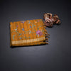 Raw Silk Mustard Yellow Zari Checked With Thread Work Saree