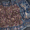 Raw Silk Purple Kalamkari Printed Saree