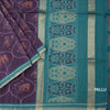 Semi Raw Silk Dark Purple Printed Saree 02