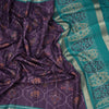 Semi Raw Silk Dark Purple Printed Saree 02