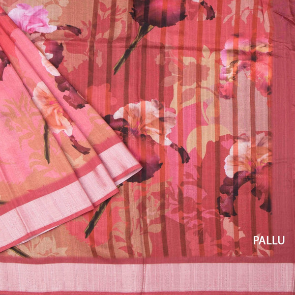 Tussar Blush Pink Printed Saree