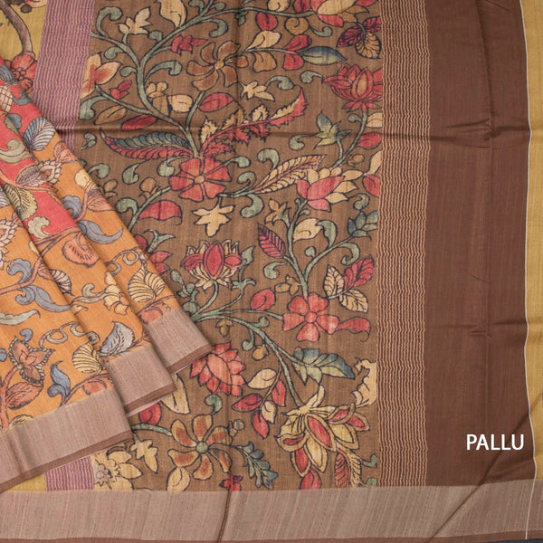 Tussar Multi Colour Kalamkari Printed Saree