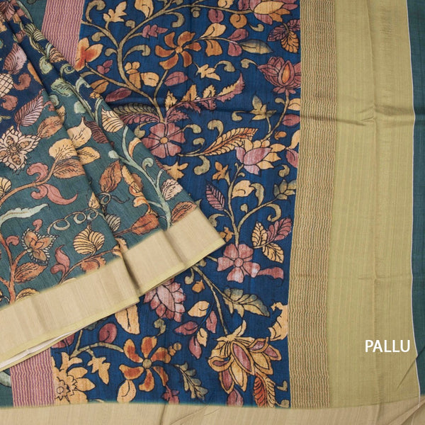 Tussar Multi Colour Kalamkari Printed Saree 02