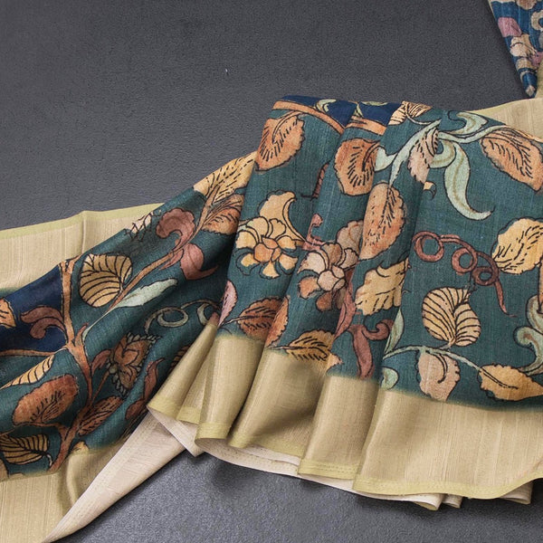 Tussar Multi Colour Kalamkari Printed Saree 02