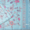 Semi Raw Silk Sky Blue Printed Saree With Floral Creeper Design
