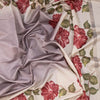 Semi Raw Silk Light Brown Plain Saree With Floral Creeper Design