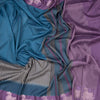 Raw Silk Peacock Blue Printed Saree