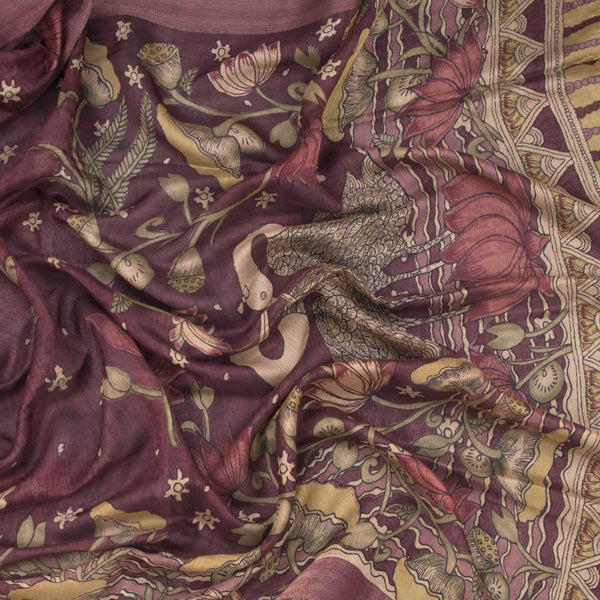 Semi Linen Maroon Printed Saree 03