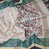 Semi Raw Silk Cream Printed Saree 12
