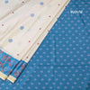Semi Raw Silk Cream Printed Saree 13
