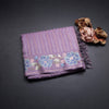 Raw Silk Lavender Zari Stripes Saree And Thread Border
