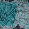 Raw Silk Peacock Blue Zari Checked Saree And Printed Border